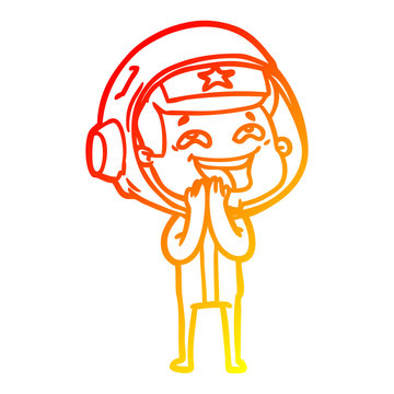 recommend clip art: warm gradient line drawing cartoon laughing astronaut