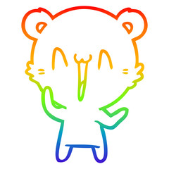 rainbow gradient line drawing laughing polar bear cartoon