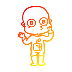 warm gradient line drawing cartoon weird bald spaceman