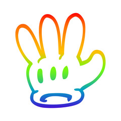 rainbow gradient line drawing traditional cartoon glove