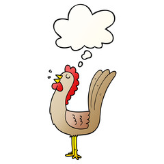 cartoon rooster and thought bubble in smooth gradient style