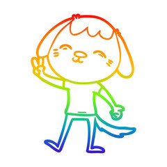 rainbow gradient line drawing happy cartoon dog