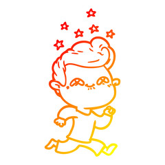 warm gradient line drawing cartoon excited man
