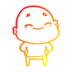 warm gradient line drawing cartoon happy bald man