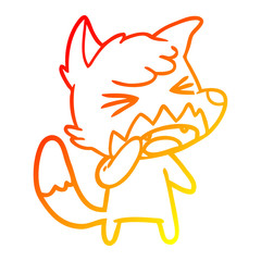 warm gradient line drawing angry cartoon fox
