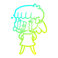 cold gradient line drawing cartoon woman