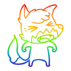 rainbow gradient line drawing angry cartoon fox