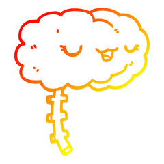 warm gradient line drawing happy cartoon brain