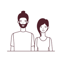 silhouette of couple in white background character