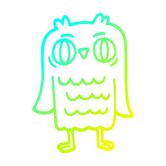 cold gradient line drawing cartoon owl