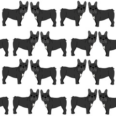 French bulldog in action,seamless pattern