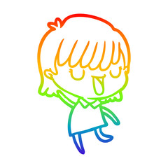 rainbow gradient line drawing cartoon woman
