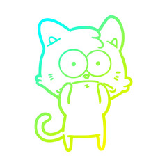 cold gradient line drawing cartoon nervous cat
