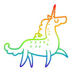rainbow gradient line drawing cartoon unicorn