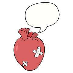 cartoon heart and speech bubble
