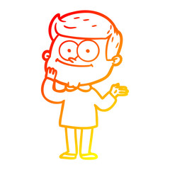 warm gradient line drawing cartoon happy man