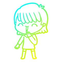 cold gradient line drawing cartoon woman