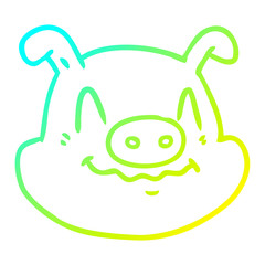 cold gradient line drawing cartoon pig face