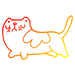 warm gradient line drawing cartoon cat