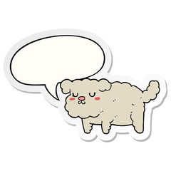 cartoon dog and speech bubble sticker