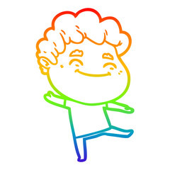 rainbow gradient line drawing cartoon friendly man