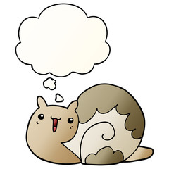 cute cartoon snail and thought bubble in smooth gradient style