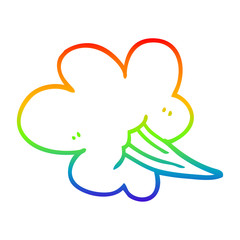 rainbow gradient line drawing cartoon whooshing cloud