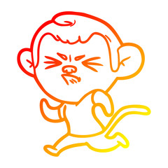 warm gradient line drawing cartoon annoyed monkey