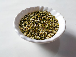 Prepared Pulses for cooking on the white bowl isolated on white background
