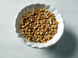 Prepared Pulses for cooking on the white bowl isolated on white background