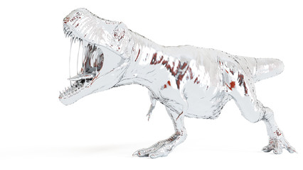 3d rendered illustration of a chrome t-rex