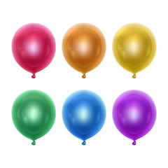 Vector balloons set isolated on white background. bright colorful balloons on white background. Festive decoration element for Valentine's Day or Wedding. Vector Eps 10 illustration