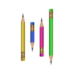 Set of realistic vector pencils on white background