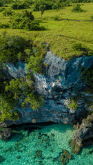 Beautiful aerial view of cliffs on the edge of the ocean