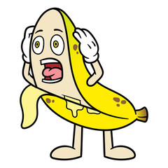 Cartoon Peeled Banana Character Freaking Out
