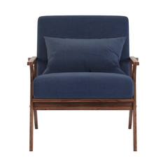 Armchair with wooden legs on a white background. 3D rendering.