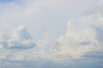 Puffy clouds sky background, natural aerial view