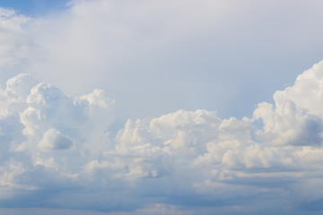 Puffy clouds sky background, natural aerial view
