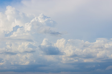 Puffy clouds sky background, natural aerial view