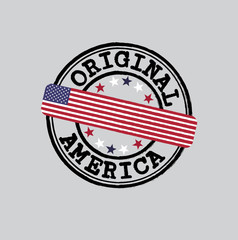 Vector Stamp for Original logo with text America and Tying in the middle with USA Flag.