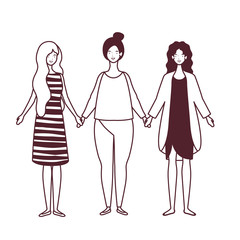 silhouette of women standing on white background