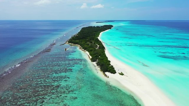 Aerial View Of Tupai Heart Island Coral Reef Atoll In French Polynesia