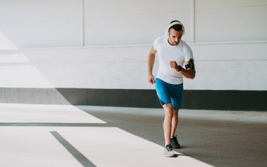 Young man is preparing to run