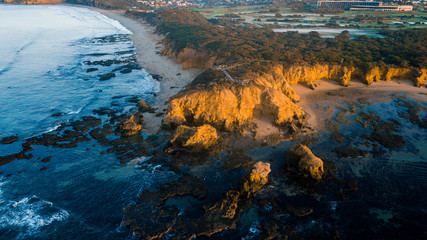 Aerial View of Rugged Coastline Along the Great Ocean Road, Australia