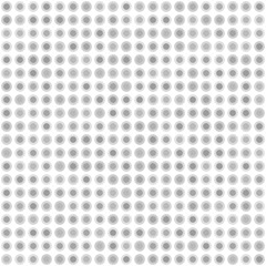 Grey polka dot pattern with rings. Seamless vector background