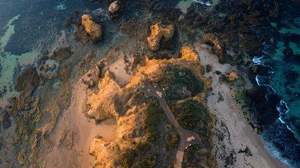 Aerial View of Rugged Coastline Along the Great Ocean Road, Australia