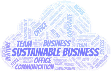Obraz premium Sustainable Business word cloud. Collage made with text only.