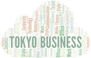 Obraz premium Tokyo Business word cloud. Collage made with text only.
