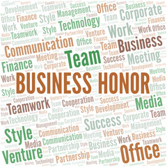 Obraz premium Business Honor word cloud. Collage made with text only.