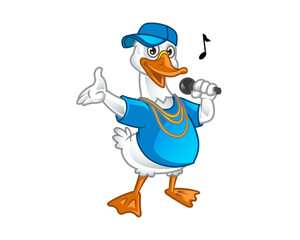 Goose Rap Singer Cartoon Mascot